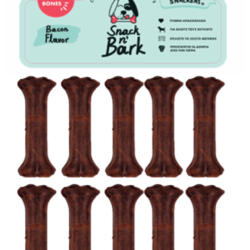 SNACK N' BARK Συμπαγή Κόκκαλο Με Γεύση Μπέικον Bacon 8cm 20gr 10 Τμχ