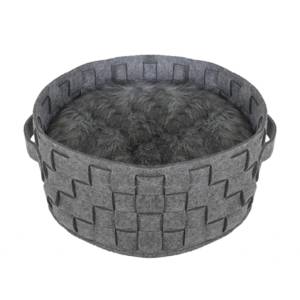 ROSEWOOD Cat Sleeper Gray Felt & Fur Plaited Bed Κρεβάτι Γκρί Πλεκτό Από Τσόχα & Γούνα 43x43cm