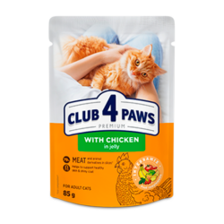 Club 4 Paws Premium για Ενήλικες Γάτες – Με Κοτόπουλο σε Ζελέ 85gr