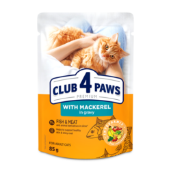 Club 4 Paws Premium για Ενήλικες Γάτες – Με Σκουμπρί σε Σάλτσα 85gr