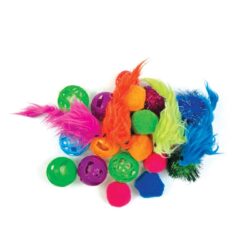Happy Pet Tabby Patch Cat Play Ball Multi Pack (24pcs)