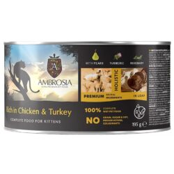 Ambrosia Grain Free Kitten Chicken, Turkey & Pears 195gr